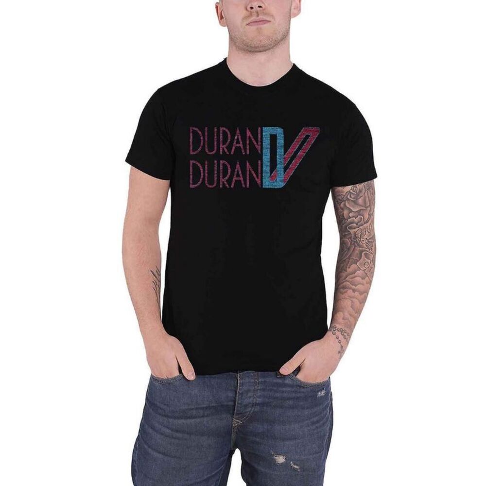 Duran Duran Unisex Adult Double Logo Cotton T-Shirt / Black